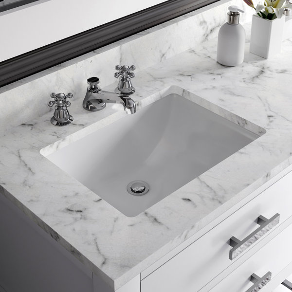 Lark Manor Madalyn 72" Carrara White Marble Countertop Bath Vanity with